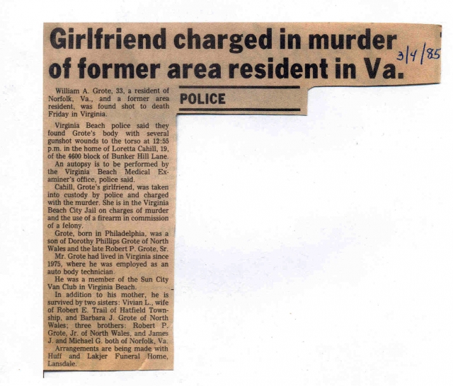 Girlfriend Charged in Murder of Former Resident - article 3/4/85