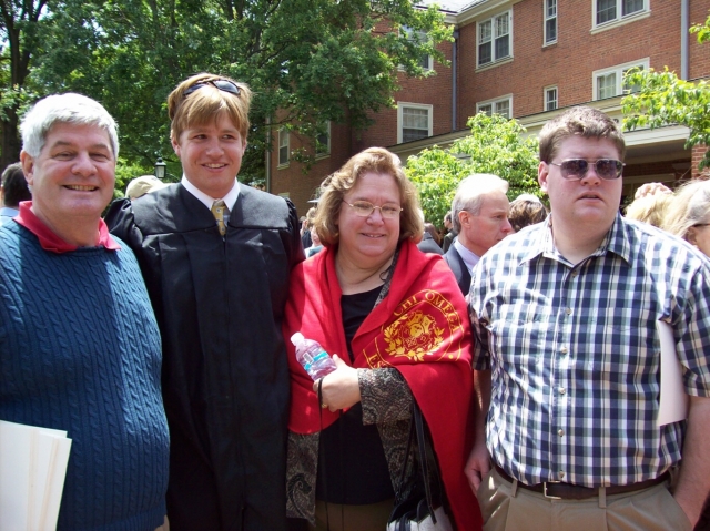 Joe Hildebrand, Justin, Connie & Tim.  It was taken on 5/18/2009, at Justins graduation from Wake Forest University in Winston Salem, NC. 
